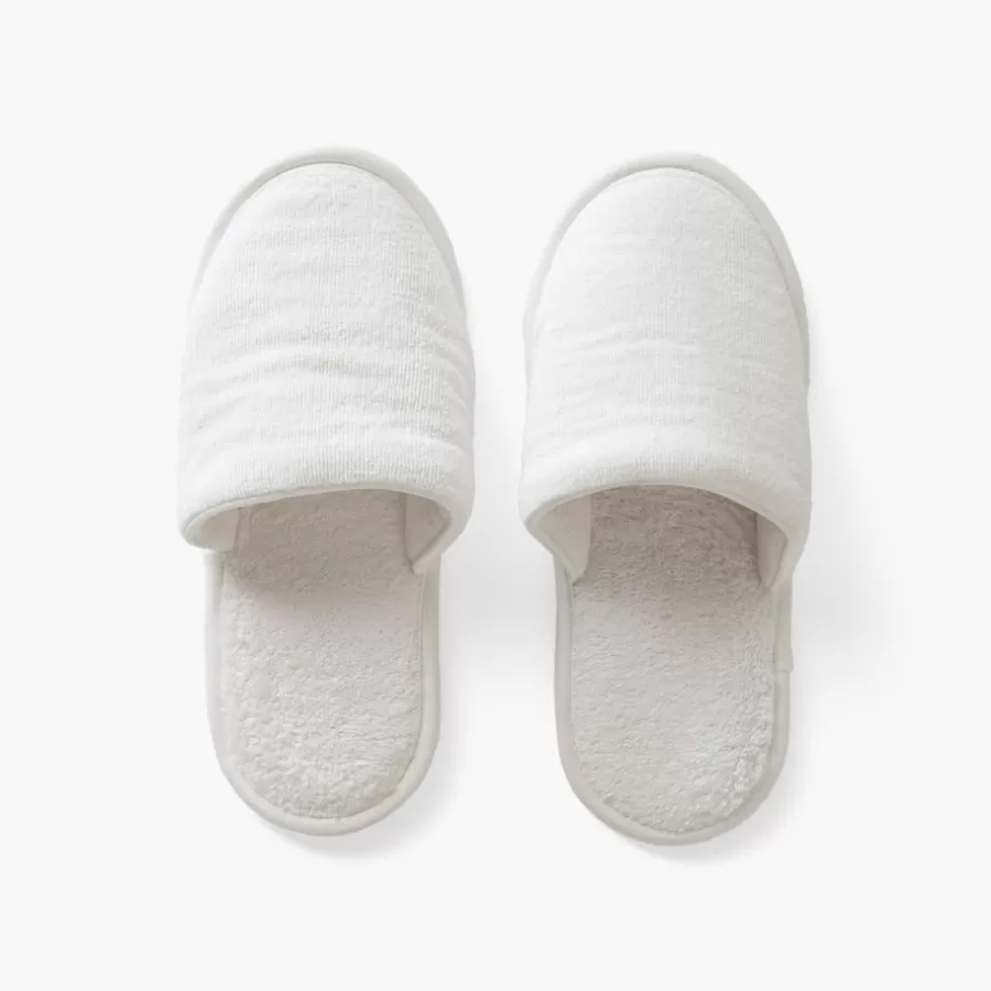 Carré Blanc Mules De Bain | Mules De Bain | Chaussons mules femme coton Lola blanc