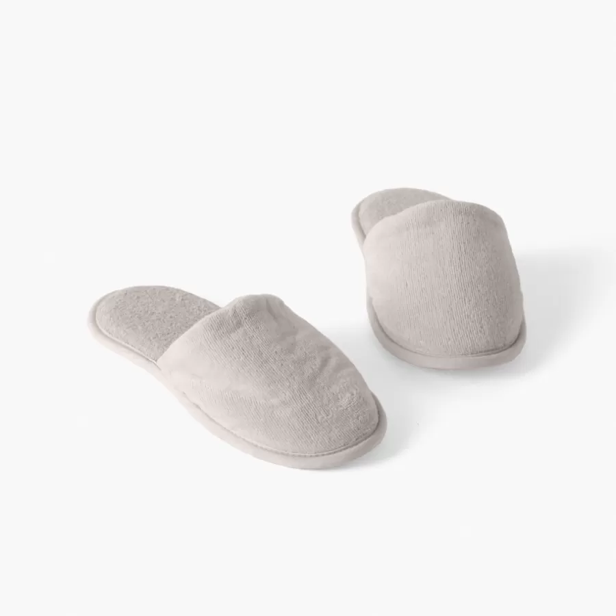 Carré Blanc Mules De Bain | Mules De Bain | Chaussons mules femme coton Lola perle