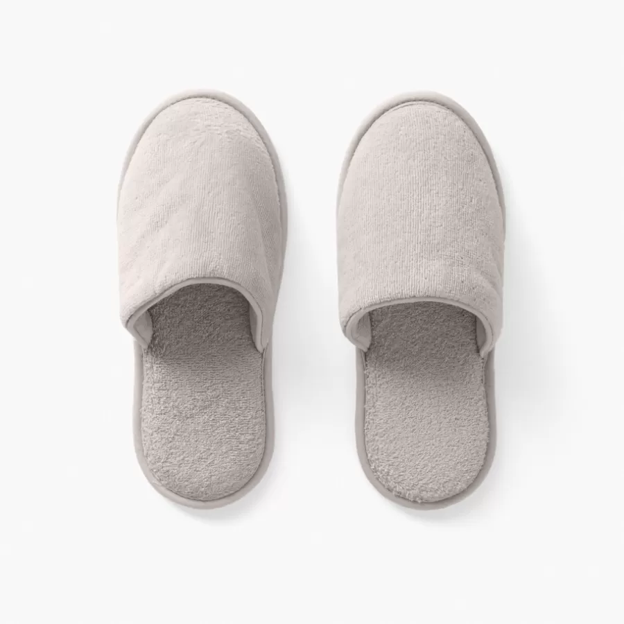 Carré Blanc Mules De Bain | Mules De Bain | Chaussons mules femme coton Lola perle