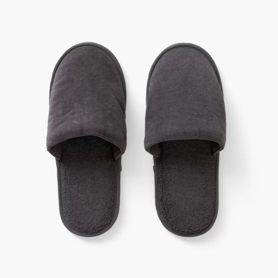 Carré Blanc Coffrets Cadeaux | Mules De Bain | Chaussons mules homme coton Lola anthracite