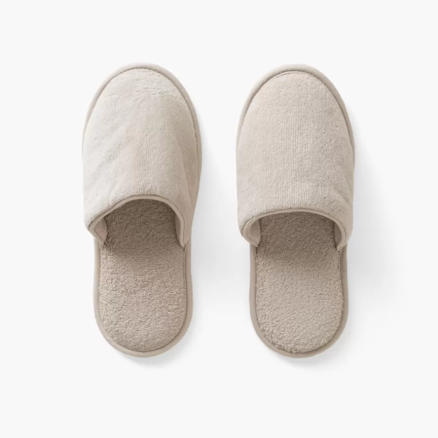 Carré Blanc Mules De Bain | Mules De Bain | Chaussons mules homme coton Lola lin