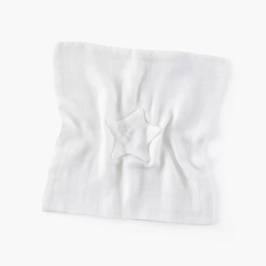 Carré Blanc Accessoires | Nouveautés Bébénew | Doudou coton bio Bienvenue blanc