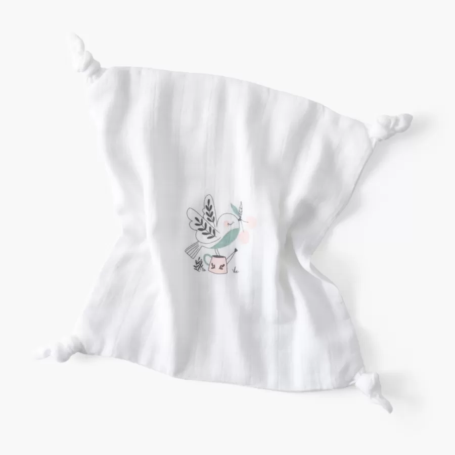 Carré Blanc Accessoires | Doudou coton bio Jardine blanc