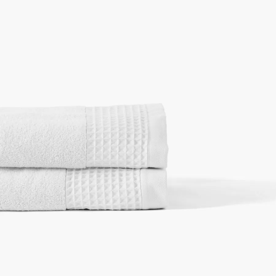 Carré Blanc Draps De Bain | Drap de bain bouclette de coton biologique Source blanc