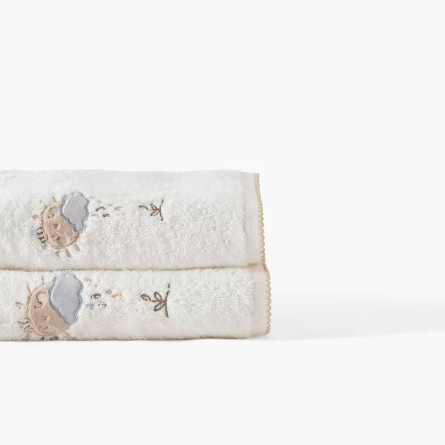 Carré Blanc Draps De Bain | Drap de bain coton bio Bienvenue blanc