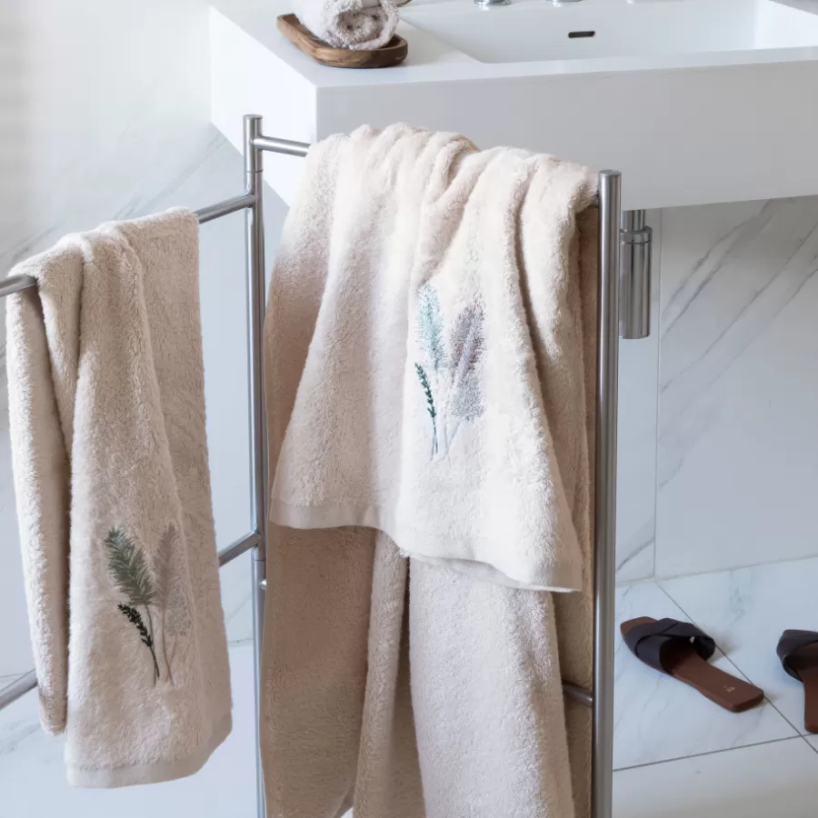 Carré Blanc Draps De Bain | Drap de bain coton et viscose de bambou Pampa II beige