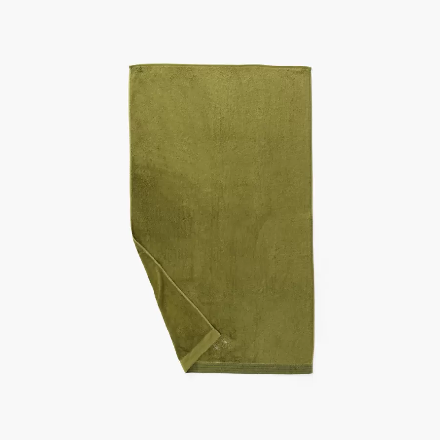 Carré Blanc Draps De Bain | Drap de bain coton et viscose de bambou Silvalys vert mousse