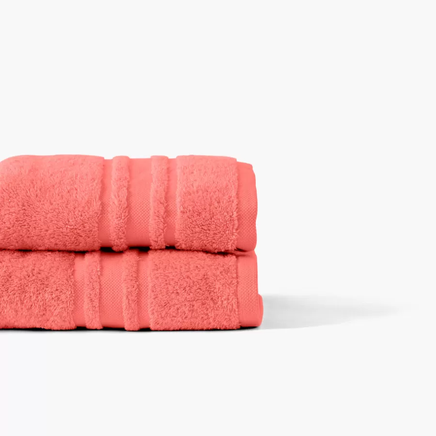 Carré Blanc Draps De Bain | Drap de bain coton Lola II corail