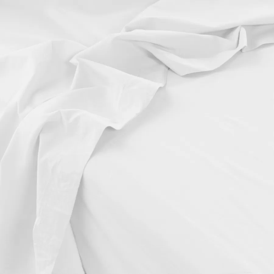 Carré Blanc Draps De Lit | Drap de lit en pur coton lavé biologique Souffle blanc