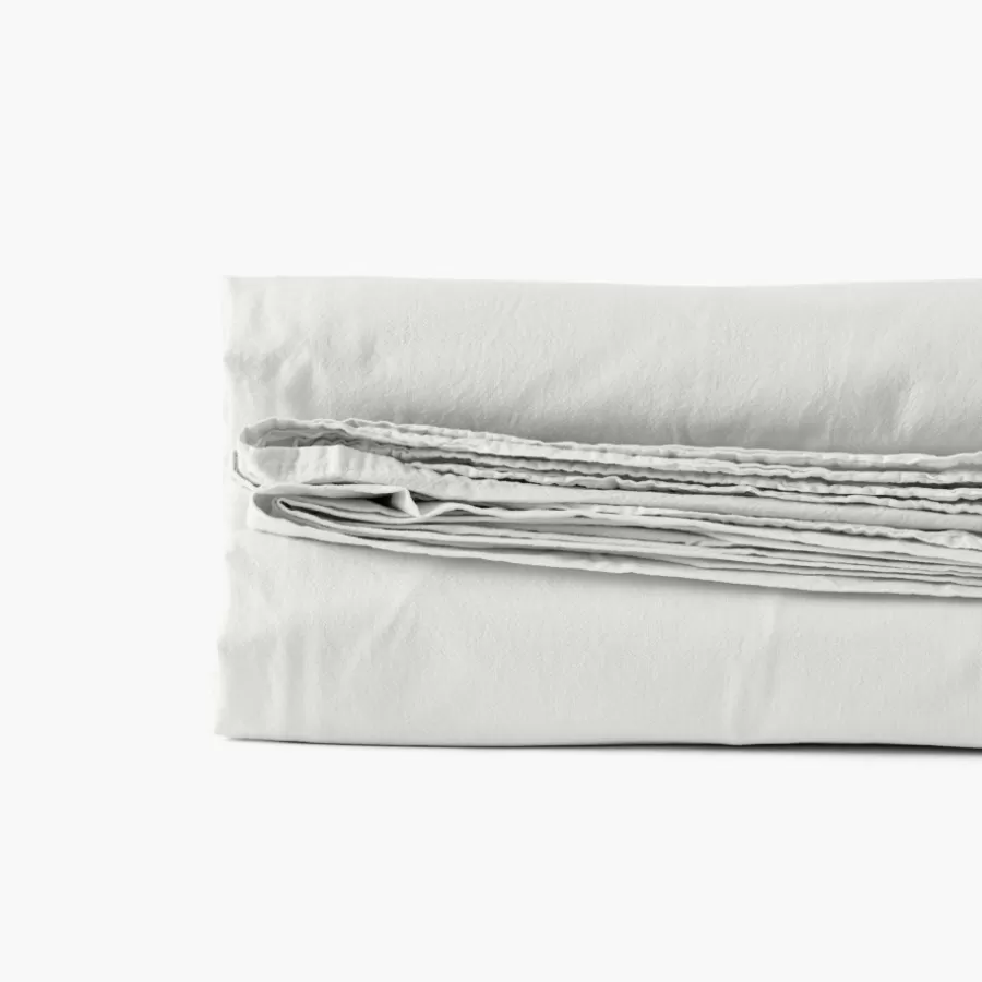 Carré Blanc Draps De Lit | Drap de lit en pur coton lavé biologique Souffle nuage