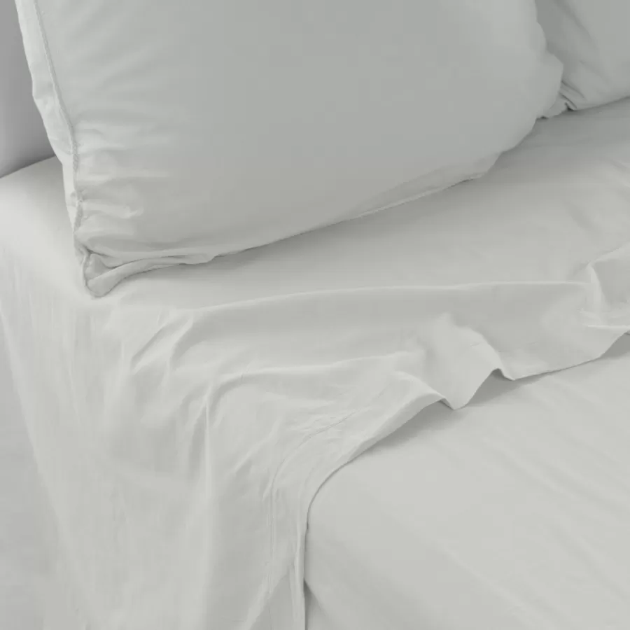 Carré Blanc Draps De Lit | Drap de lit en pur coton lavé biologique Souffle nuage