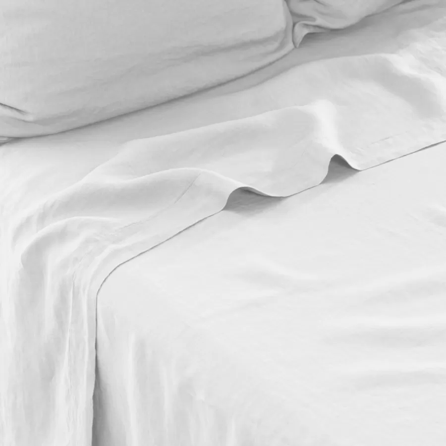 Carré Blanc Draps De Lit | Drap de lit lin lavé Songe blanc