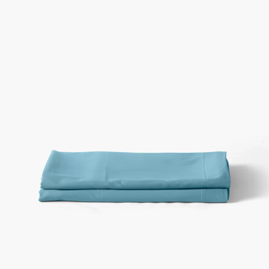 Carré Blanc Draps De Lit | Drap de lit satin de coton jacquard pois et rayures Prestige glacier
