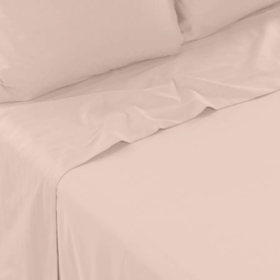 Carré Blanc Draps De Lit | Drap de lit satin de coton jacquard pois et rayures Prestige nacre
