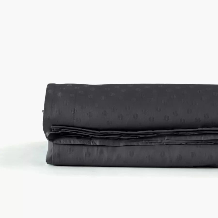 Carré Blanc Draps De Lit | Drap de lit satin de coton jacquard pois et rayures Prestige noir