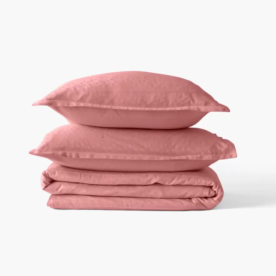 Carré Blanc Draps De Lit | Drap de lit satin de coton jacquard pois et rayures Prestige santal