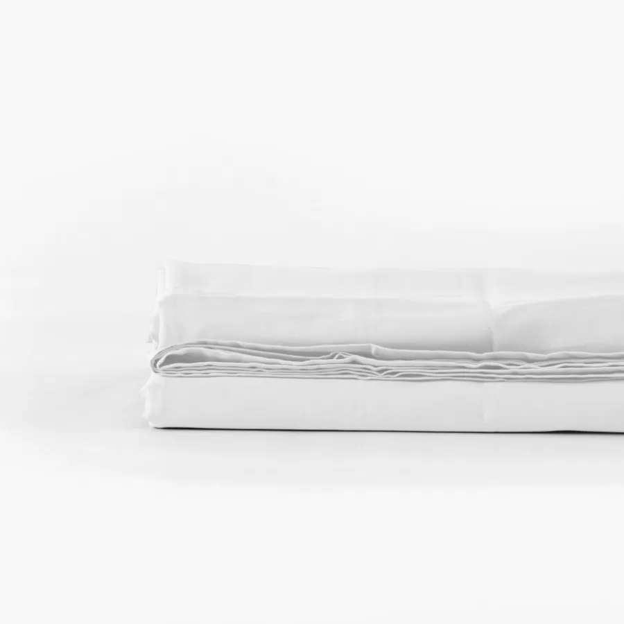 Carré Blanc Draps De Lit | Drap de lit satin de coton lavé bio Quartz blanc