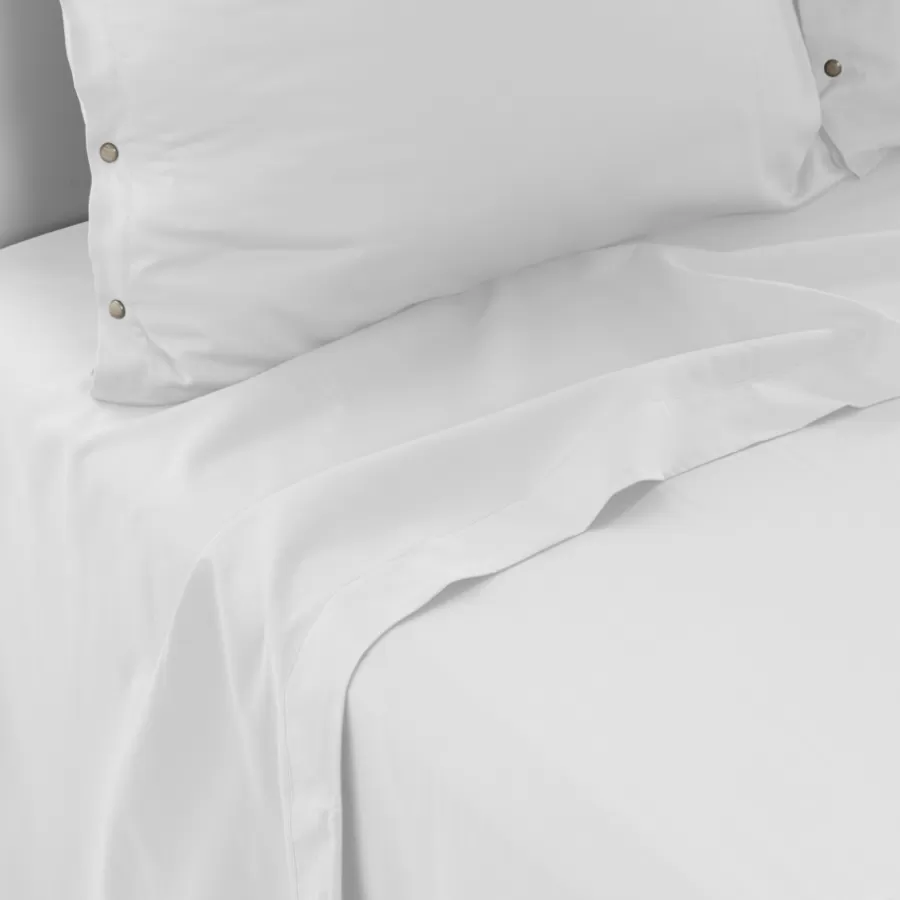 Carré Blanc Draps De Lit | Drap de lit satin de coton lavé bio Quartz blanc