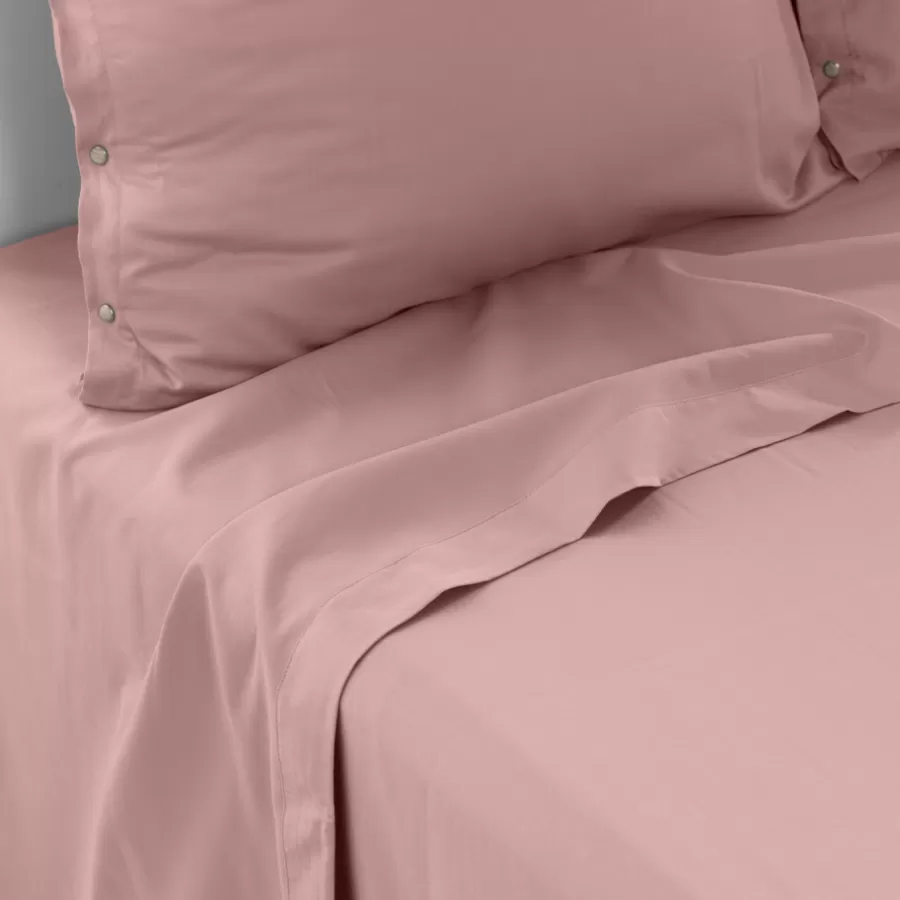 Carré Blanc Draps De Lit | Drap de lit satin de coton lavé bio Quartz blush