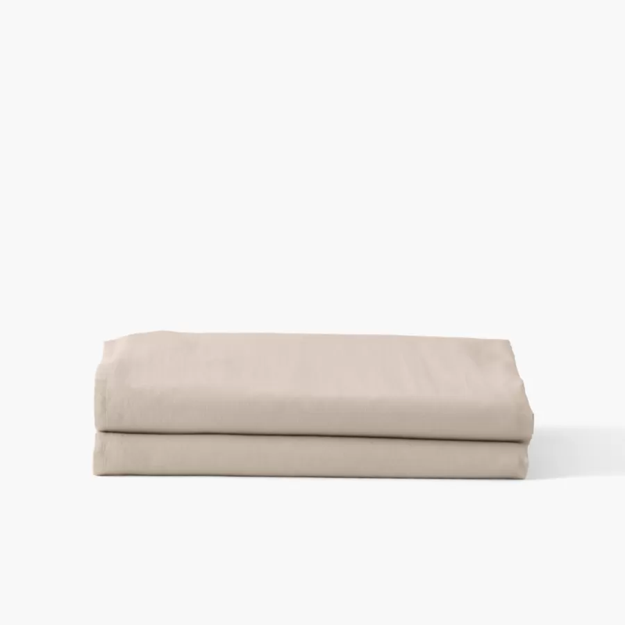 Carré Blanc Draps De Lit | Drap de lit satin de coton lavé bio Quartz dune