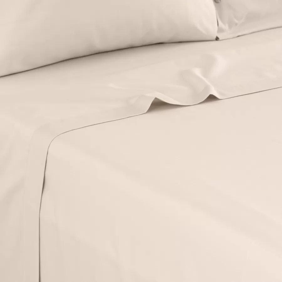 Carré Blanc Draps De Lit | Drap de lit satin de coton lavé bio Quartz dune