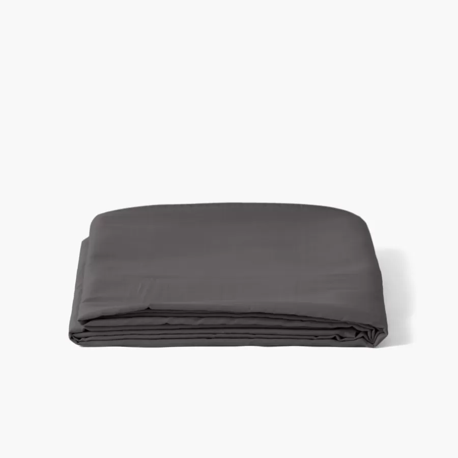 Carré Blanc Draps De Lit | Drap de lit satin de coton lavé bio Quartz galet