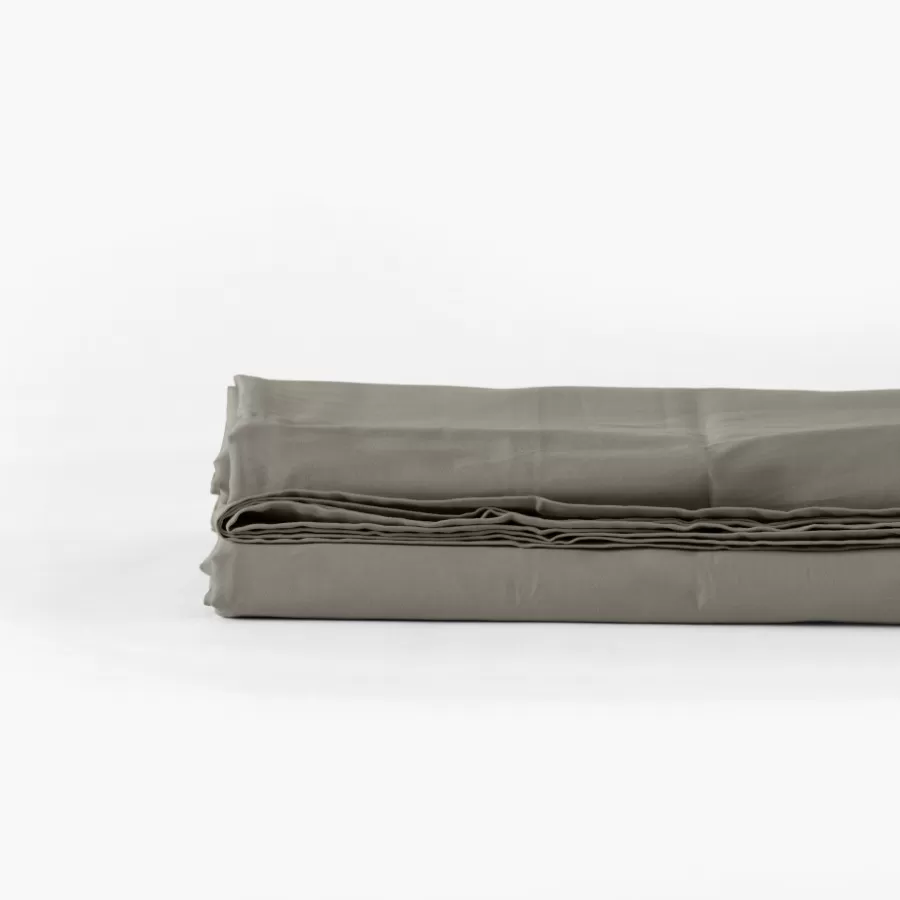 Carré Blanc Draps De Lit | Drap de lit satin de coton lavé biologique Quartz jade