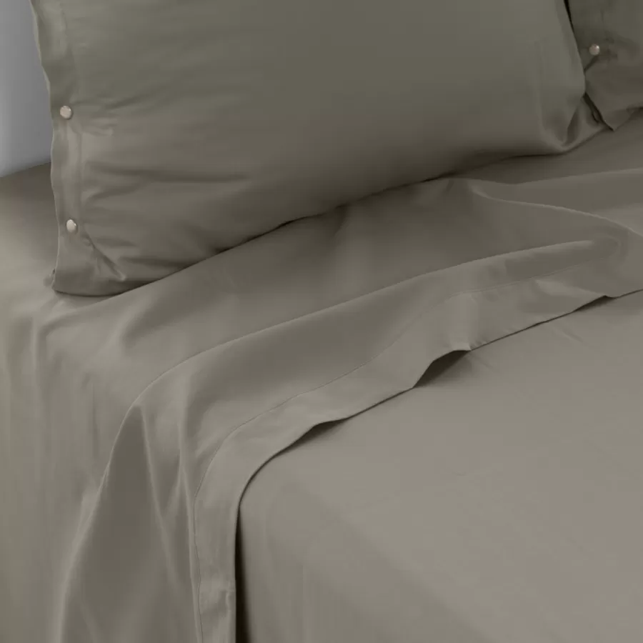 Carré Blanc Draps De Lit | Drap de lit satin de coton lavé biologique Quartz jade