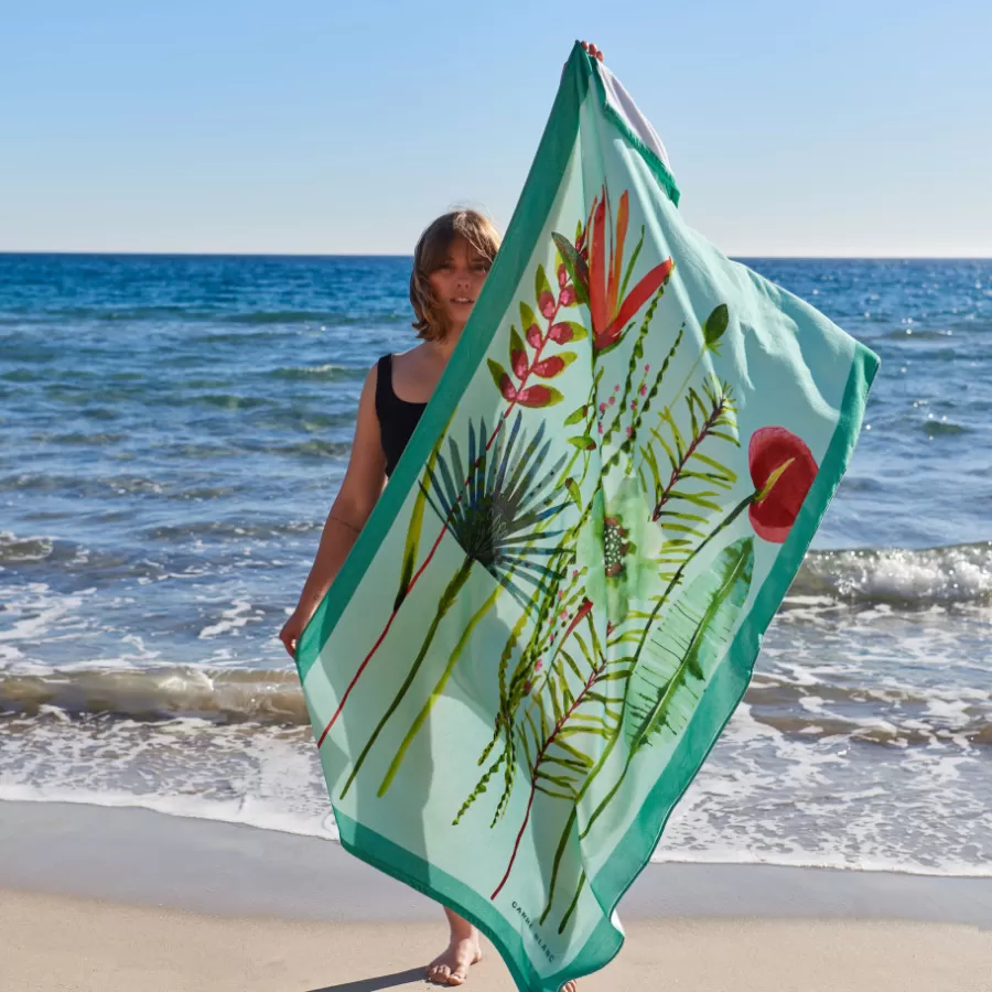 Carré Blanc La Plage | Drap de plage velours de coton Maupiki