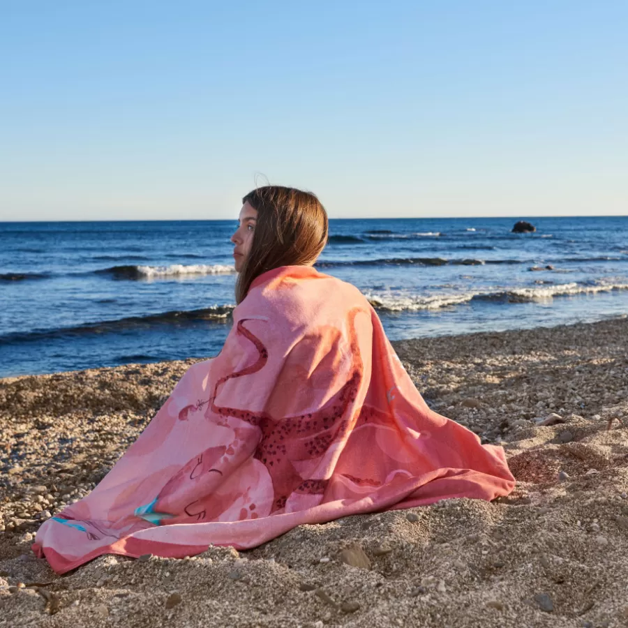 Carré Blanc La Plage | Drap de plage velours de coton Nausica