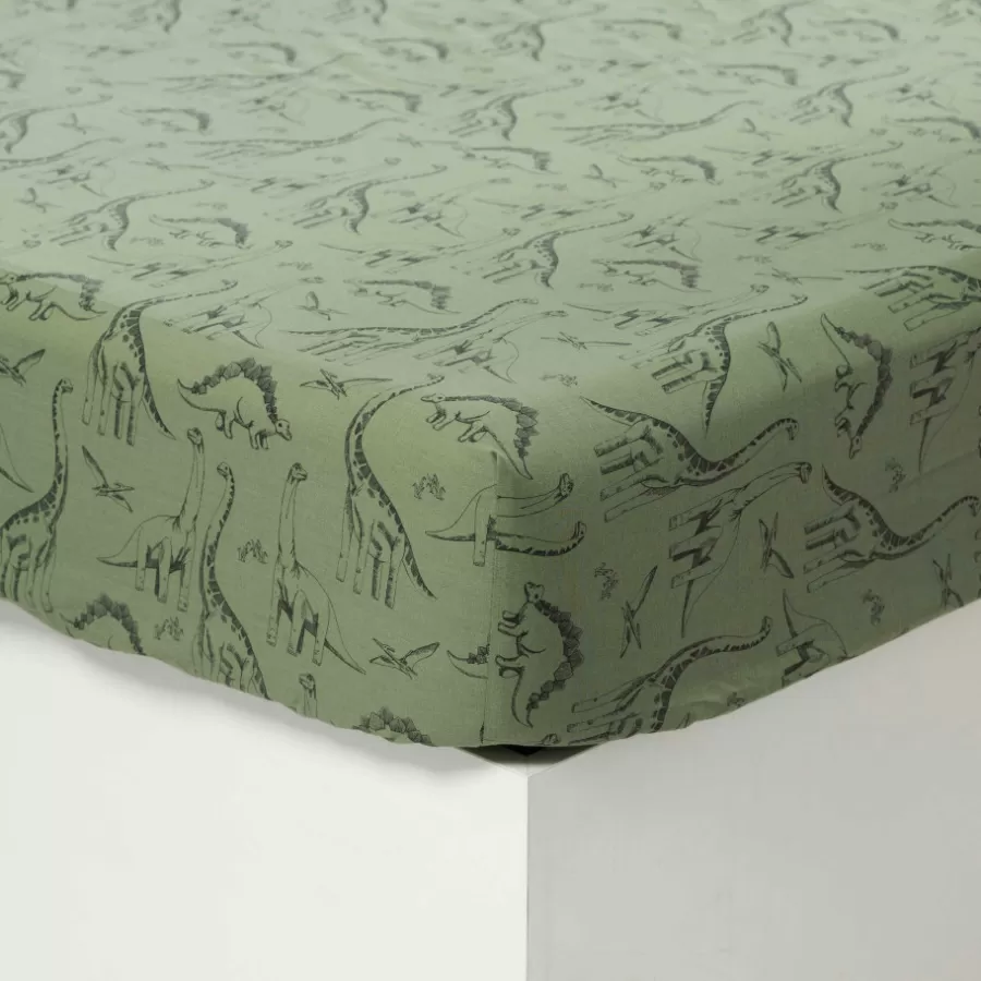 Carré Blanc Linge De Litbio | Draps Housse | Drap housse pur coton biologique Dinotopi