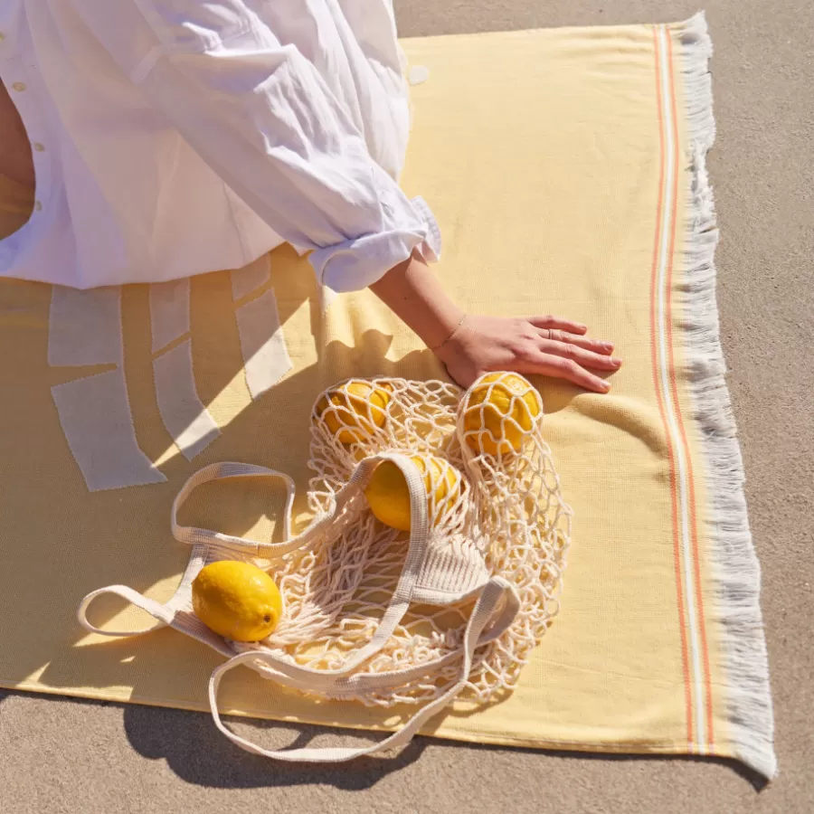 Carré Blanc La Plage | Fouta coton Laplaya jaune