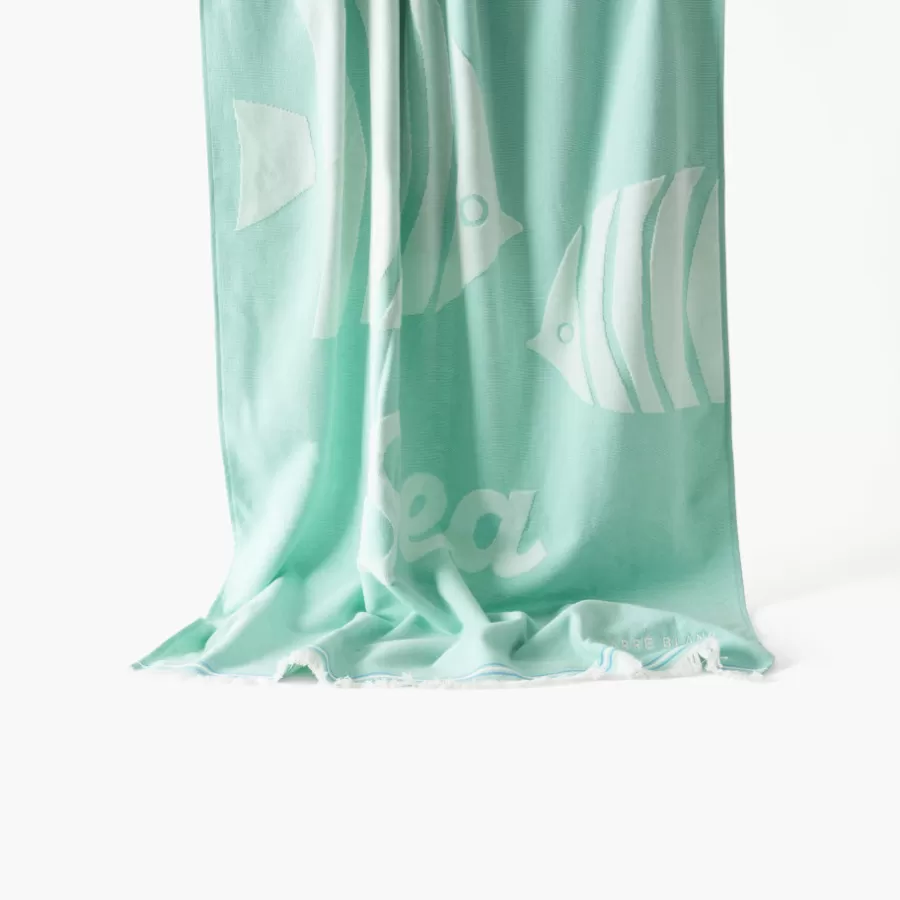 Carré Blanc La Plage | Fouta coton Sea menthe