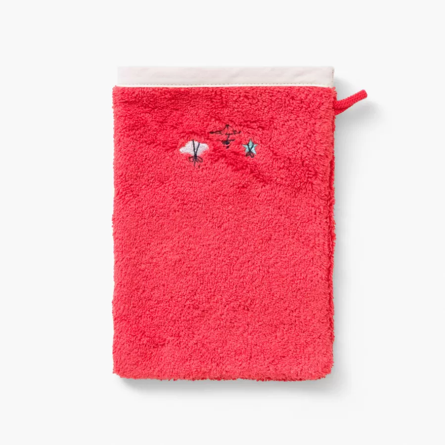 Carré Blanc Gants De Toilette | Gant de toilette coton Atlantis corail