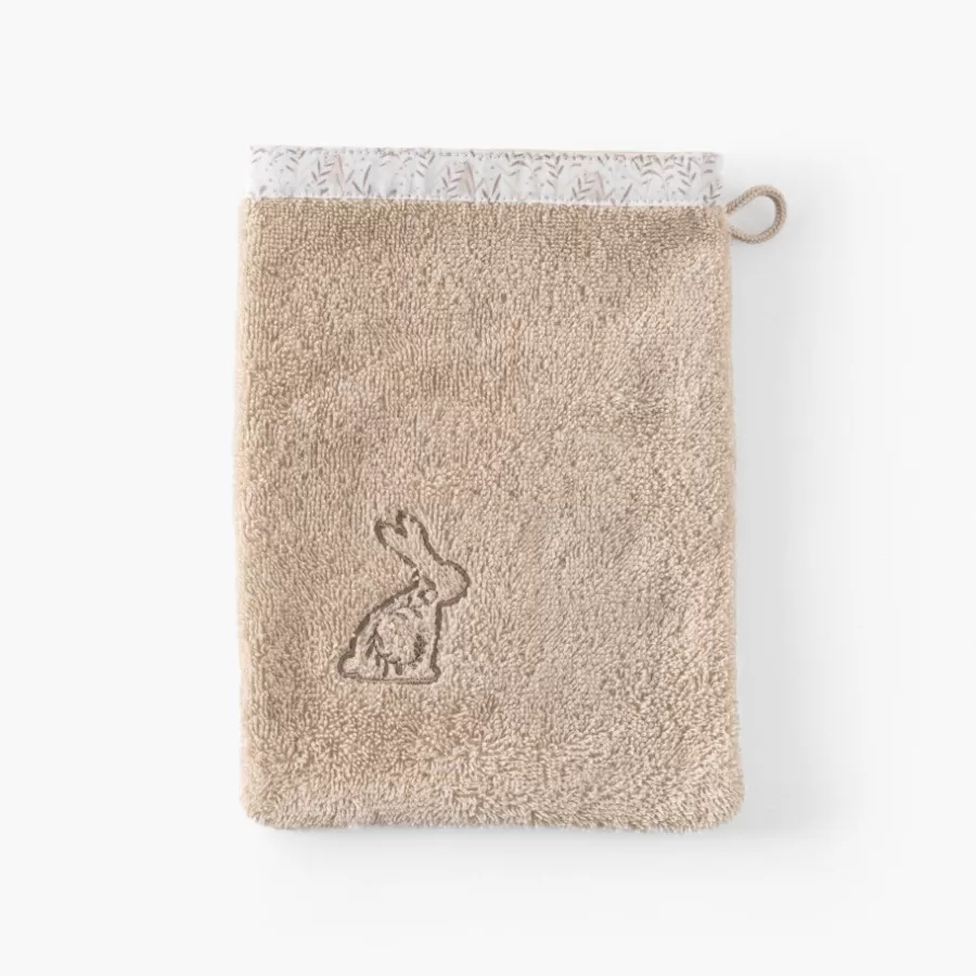 Carré Blanc Gants De Toilette | Nouveautés Bébénew | Gant de toilette coton bio Merveille beige