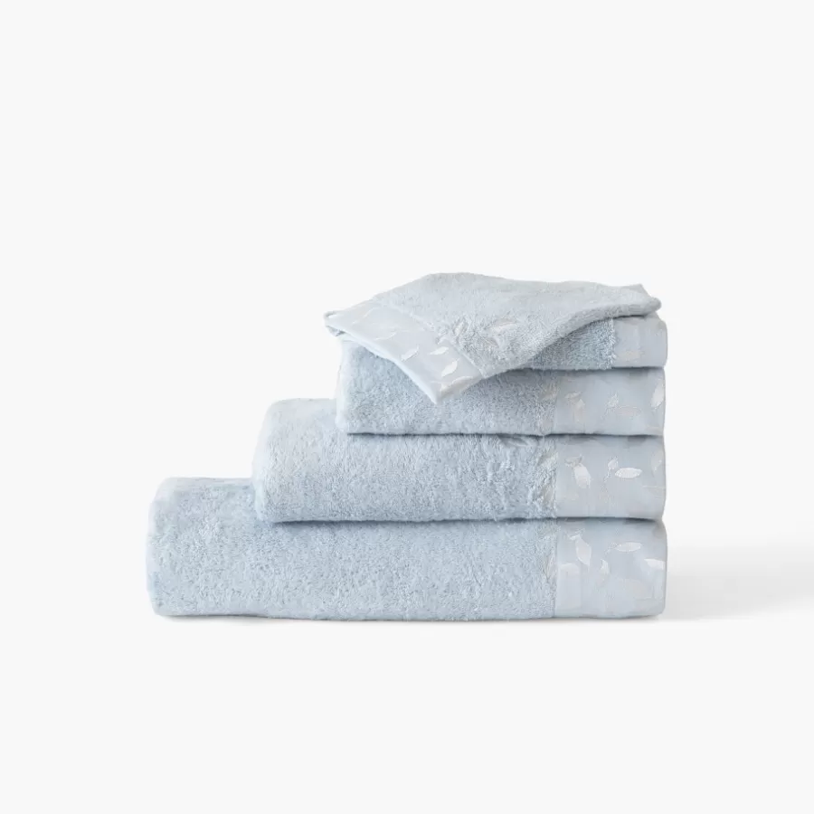 Carré Blanc Gants De Toilette | Gant de toilette coton et viscose de bambou Equinoxe bleu givre