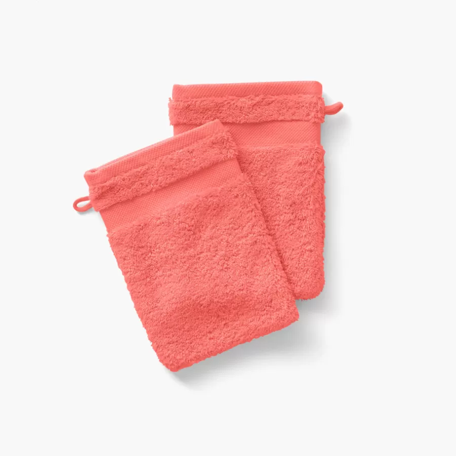 Carré Blanc Gants De Toilette | Gant de toilette coton Lola II corail
