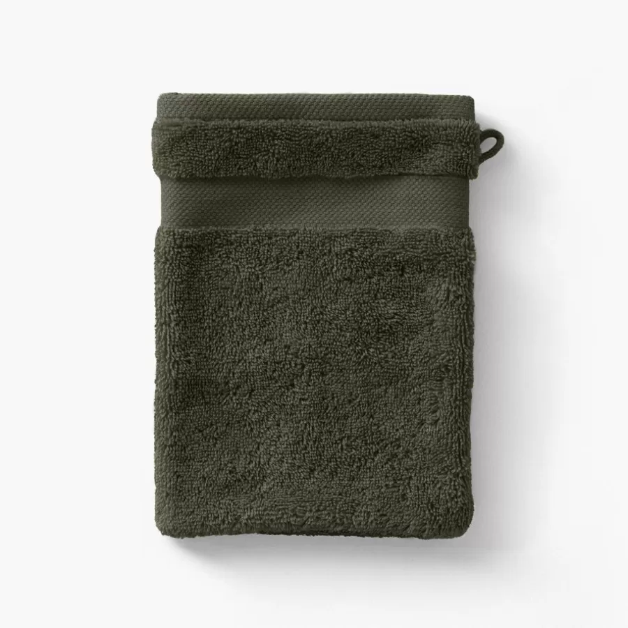 Carré Blanc Gants De Toilette | Gant de toilette coton Lola II vert kaki