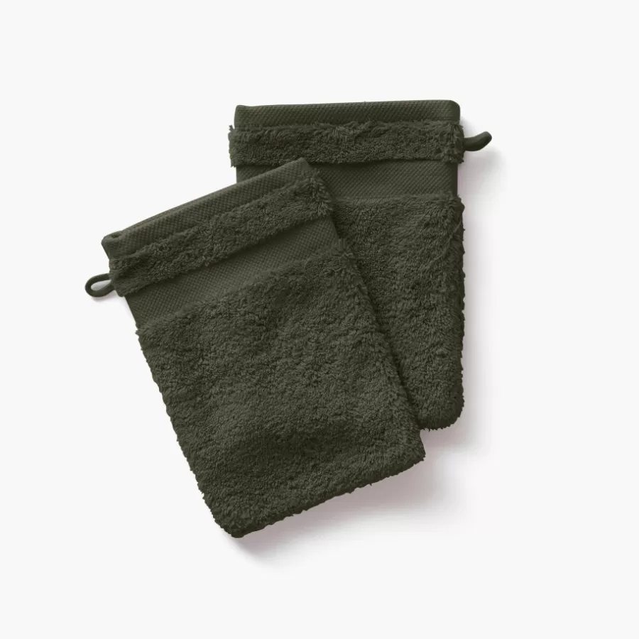 Carré Blanc Gants De Toilette | Gant de toilette coton Lola II vert kaki