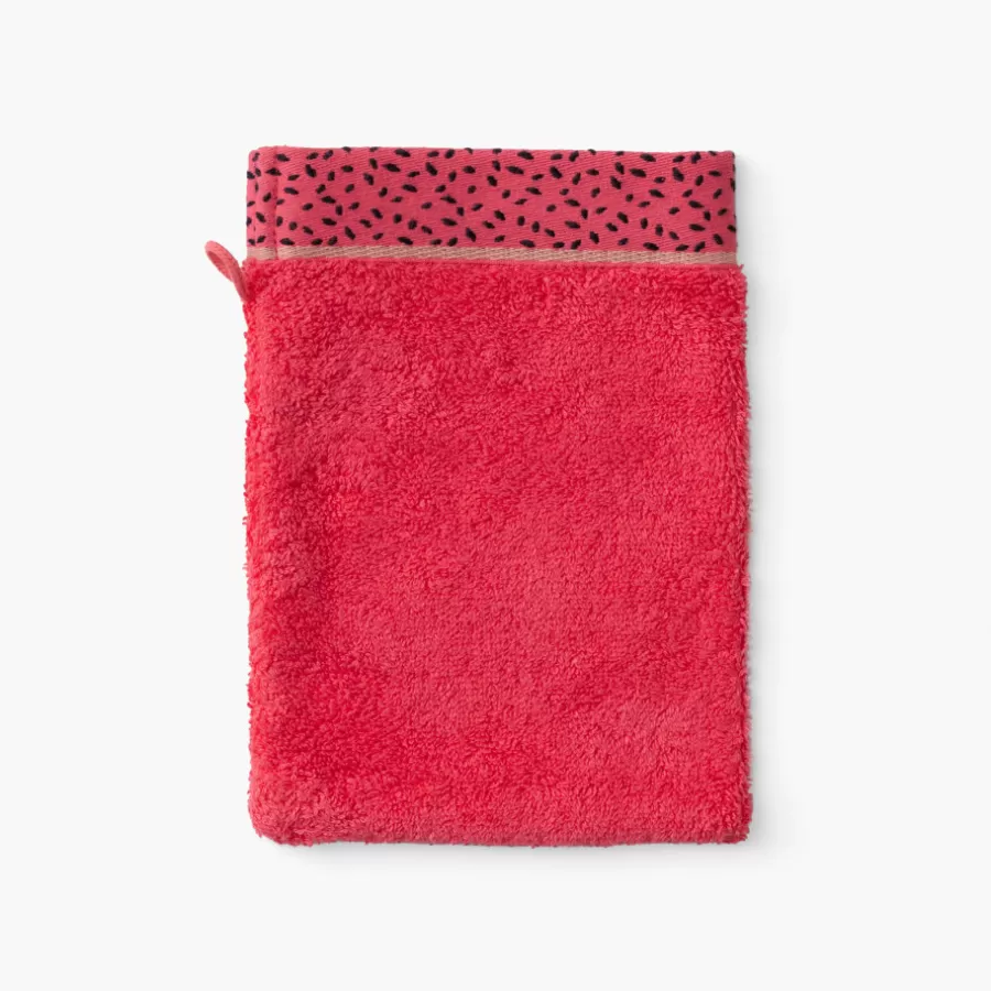 Carré Blanc Gants De Toilette | Gant de toilette coton Rosella coquelicot