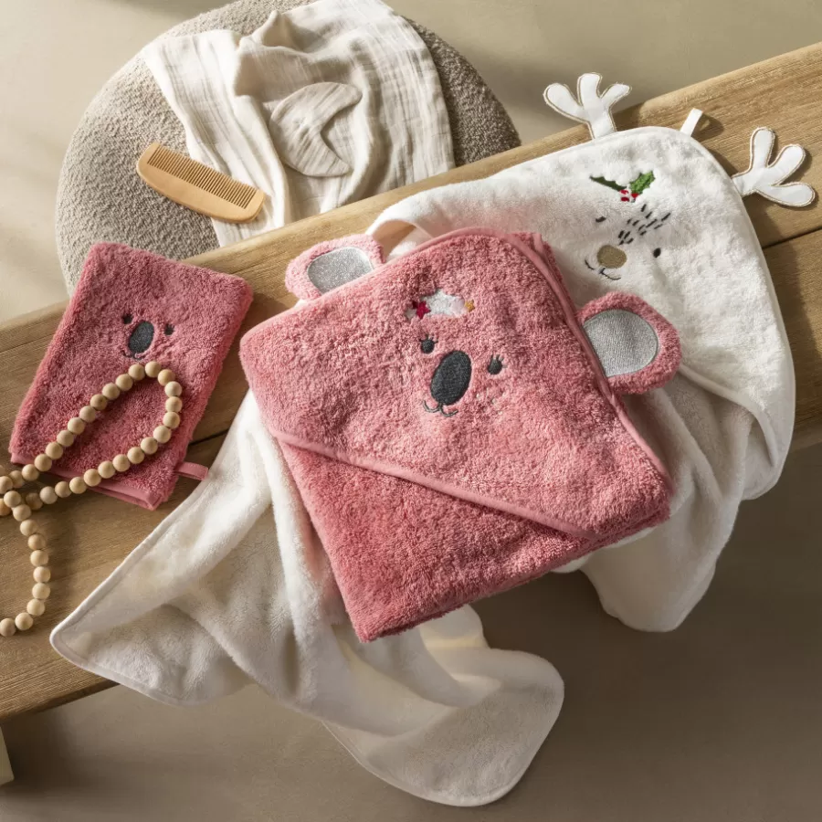 Carré Blanc Gants De Toilette | Nouveautés Bébénew | Gant de toilette coton Xmasful pétale