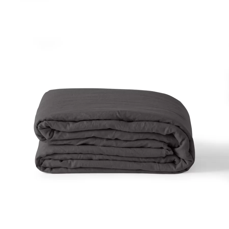 Carré Blanc Housses De Couette | Housse de couette enfant lin et coton lavé Songe charbon