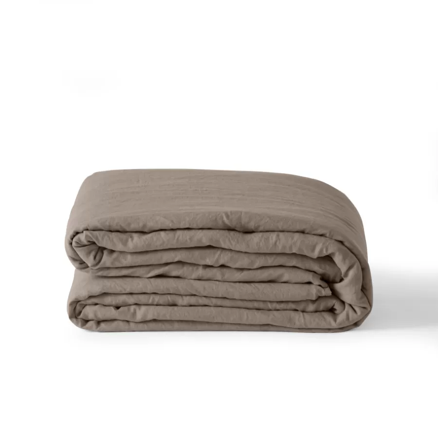 Carré Blanc Housses De Couette | Housse de couette enfant lin et coton lavé Songe taupe