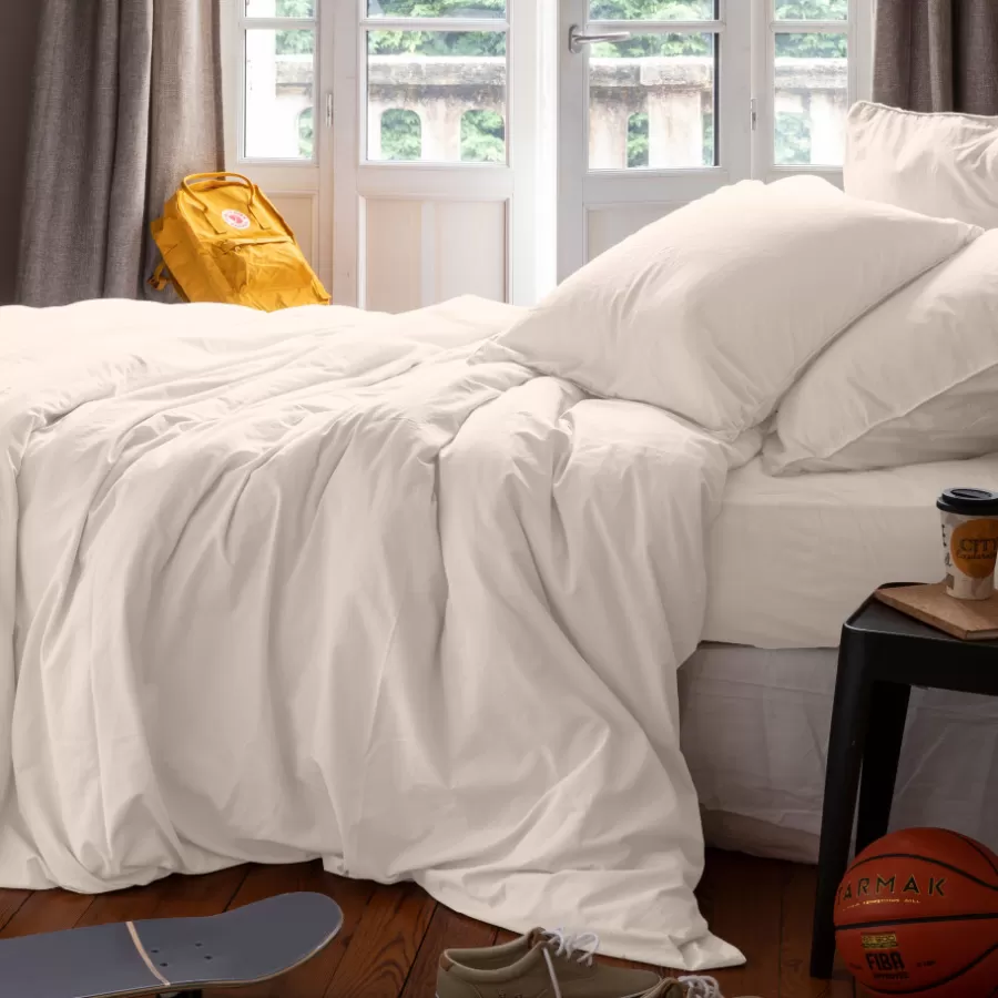 Carré Blanc Housses De Couette | Housse de couette enfant pur coton lavé biologique Souffle vanille