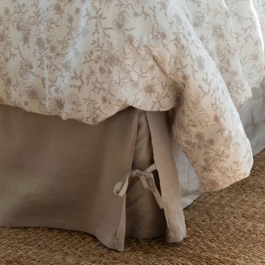 Carré Blanc Housses De Couette | Housse de couette lin et coton lavé Songe grège floral