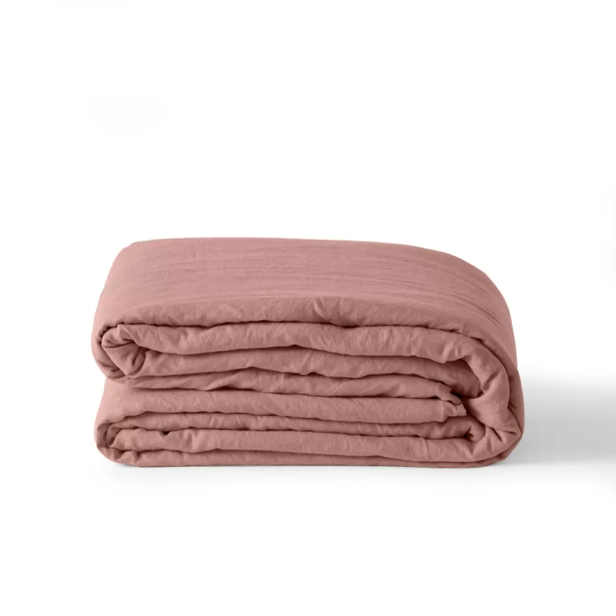 Carré Blanc Housses De Couette | Housse de couette lin et coton lavé Songe rose cendré