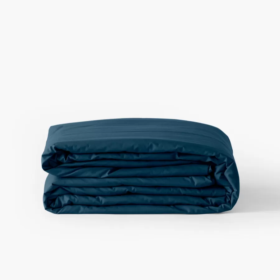 Carré Blanc Housses De Couette | Housse de couette percale de coton Neo bleu prusse