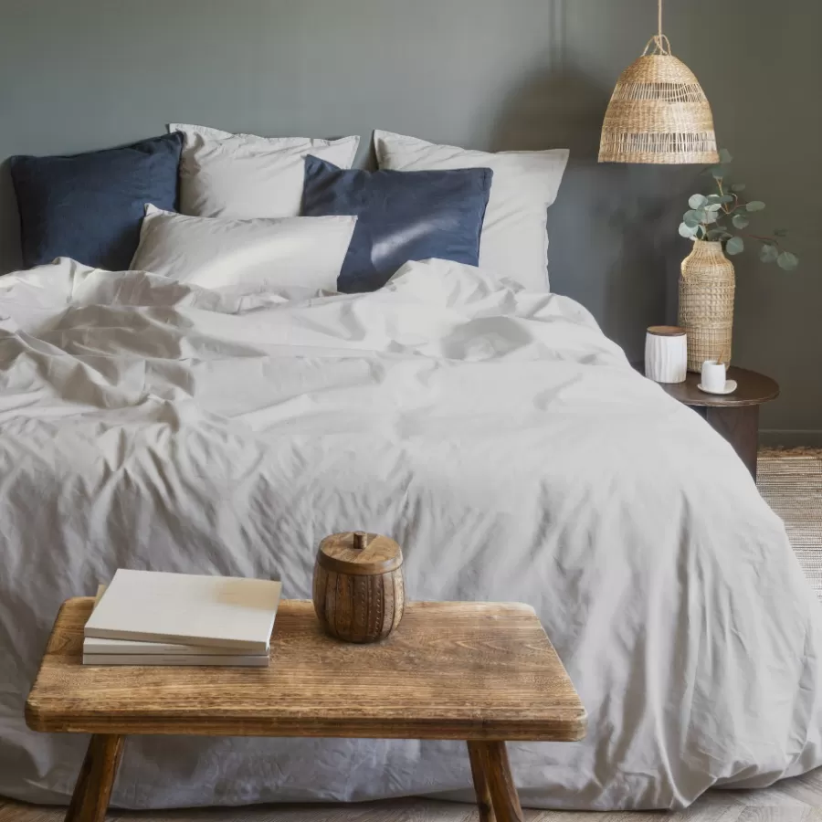 Carré Blanc Housses De Couette | Housse de couette percale de coton Neo ficelle