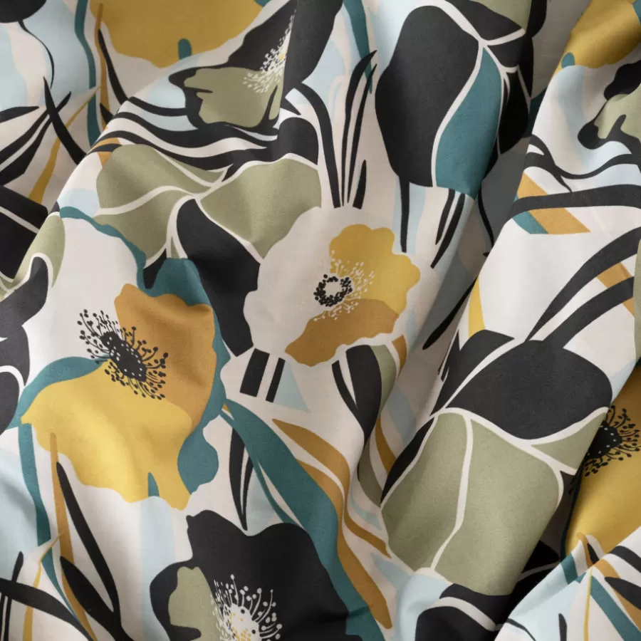Carré Blanc Housses De Couette | Housse de couette percale de coton Neo ficelle floral