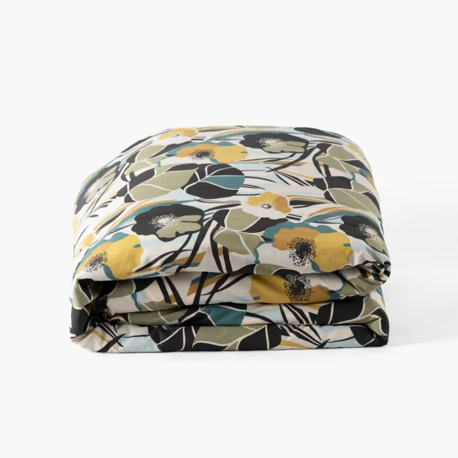 Carré Blanc Housses De Couette | Housse de couette percale de coton Neo ficelle floral